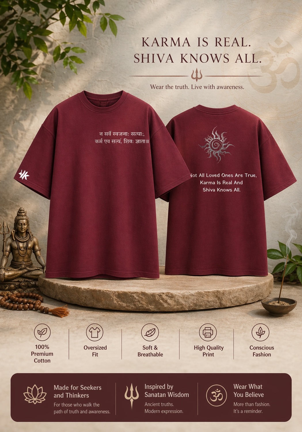 Karma Is Real. Shiva Knows All. – Oversized Tee