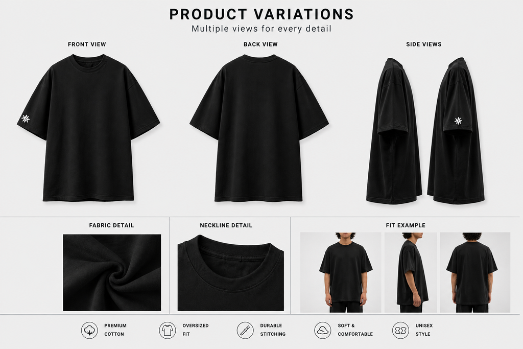 Karma Kult Premium Oversized Tee – Black