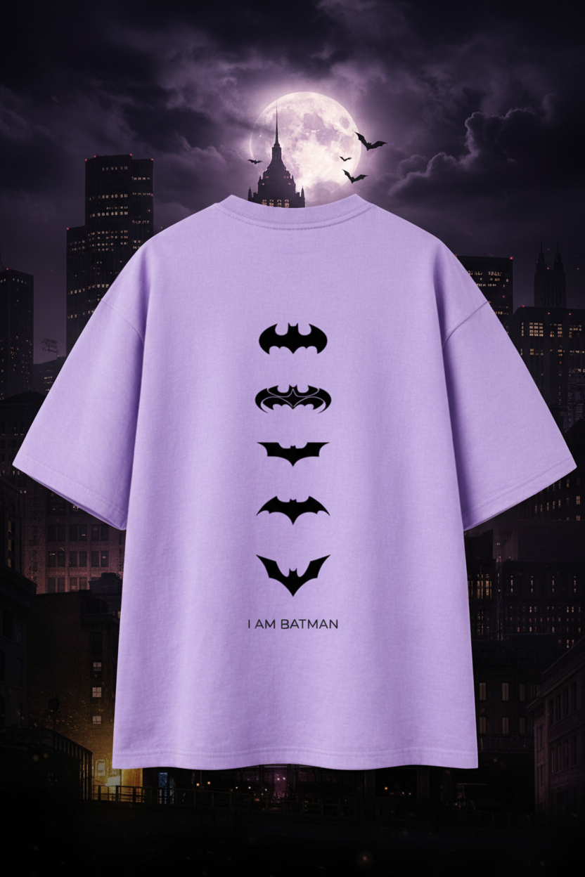Batman 'I Am Batman' Oversized Tee – Purple