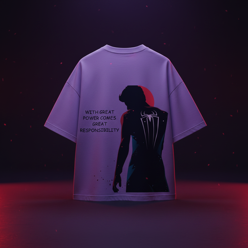 Great Power Tee - Back flat lay on dark atmospheric background