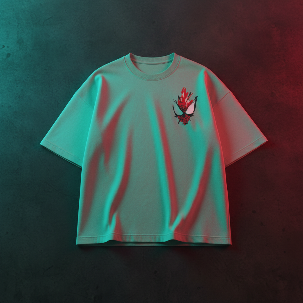 Spider Duo Tee - Front flat lay on dark teal background