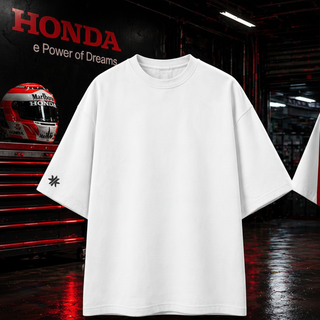 Front – clean white oversized tee