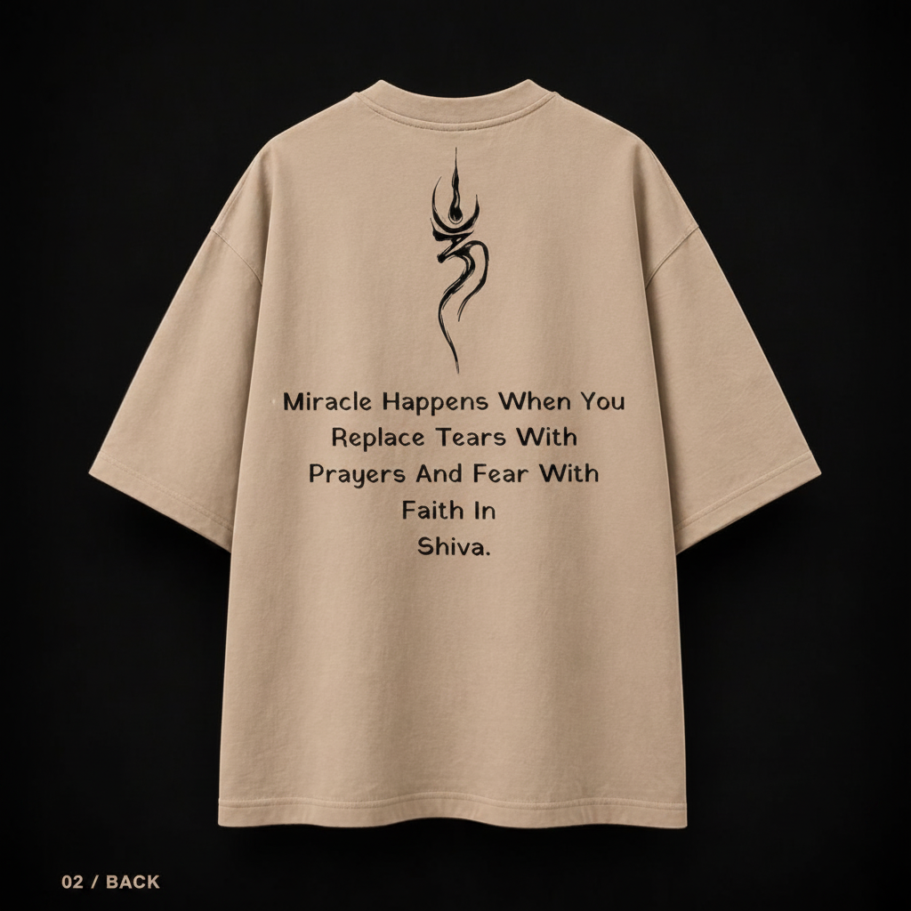 Back – Trishul graphic and Shiva quote