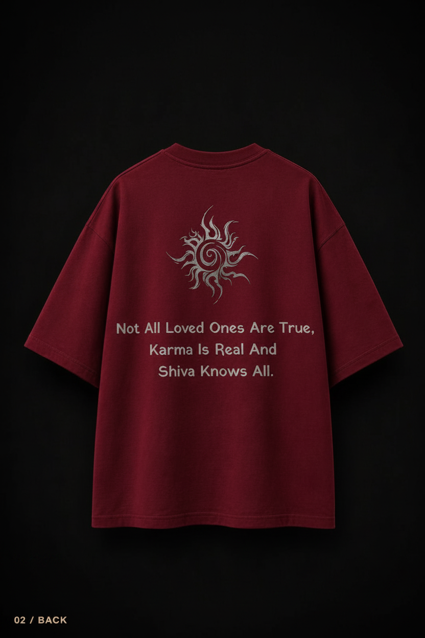 Back view – silver tribal sun graphic