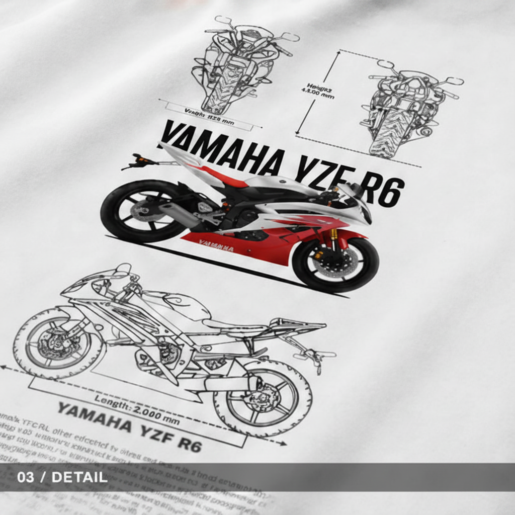 Detail – YZF R6 blueprint graphic close-up