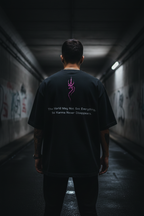 Back view – tribal flame graphic