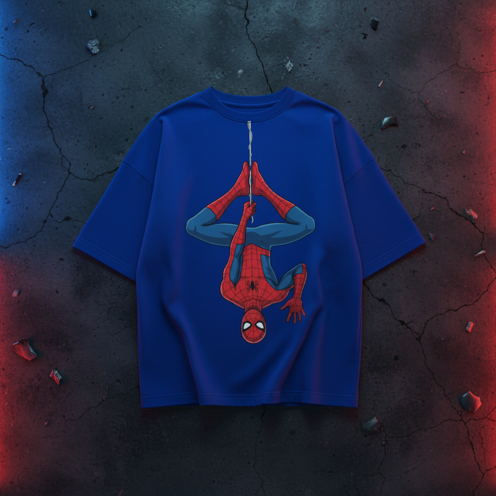 Web Slinger Tee - Back flat lay on dark urban background