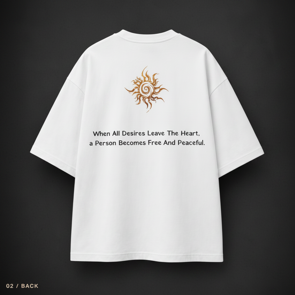 Front – Sanskrit verse on chest with KK sleeve logo